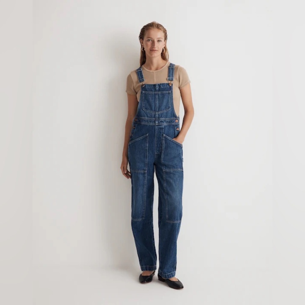 Madewell Denim Oversized Carpenter Overalls in Copley Wash